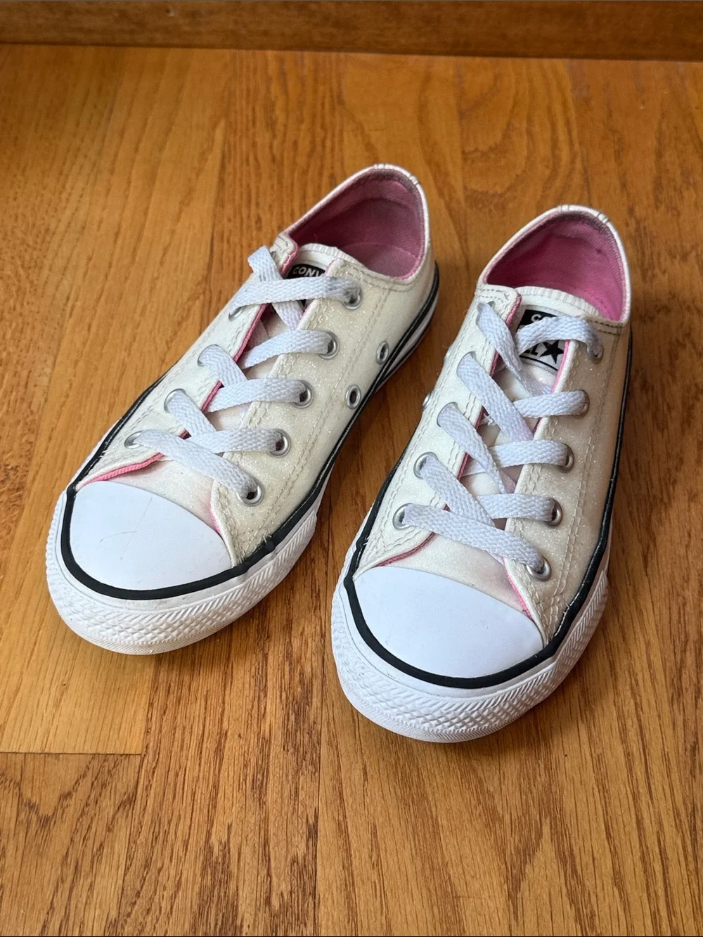 Converse Chuck Taylor All Star Iridescent Glitter Sneakers  Pale Yellow Youth 13